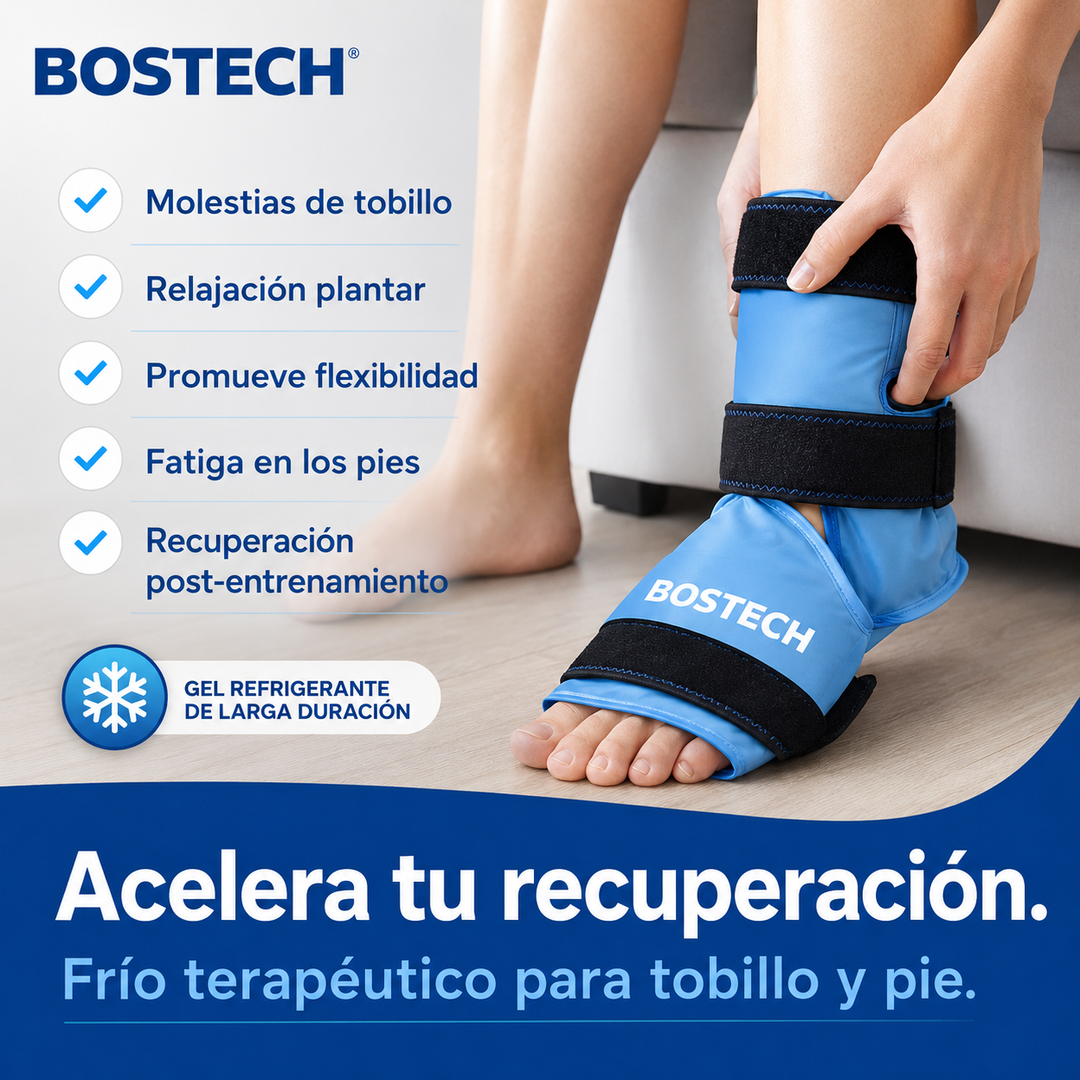 Compresa de Gel Frío para Tobillo y Pie | Reutilizable Anticongelante con Correas Ajustables