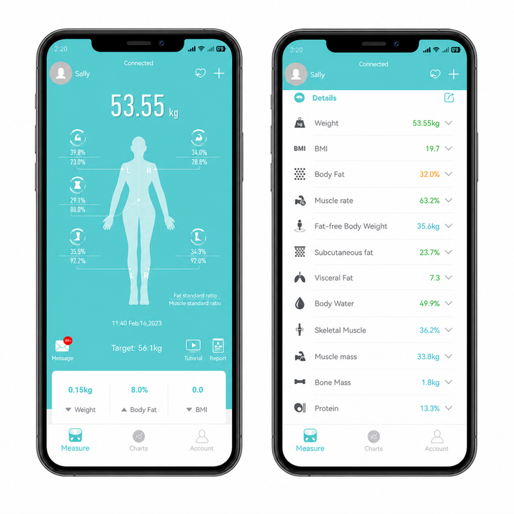 Balanza Inteligente Euromar G78-BT con 8 Electrodos y Bluetooth | Bioimpedancia Corporal con App Fitdays