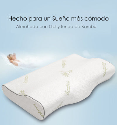 Almohada Cervical Memory Foam con Gel en forma de Mariposa con Funda de fibra de Bambú