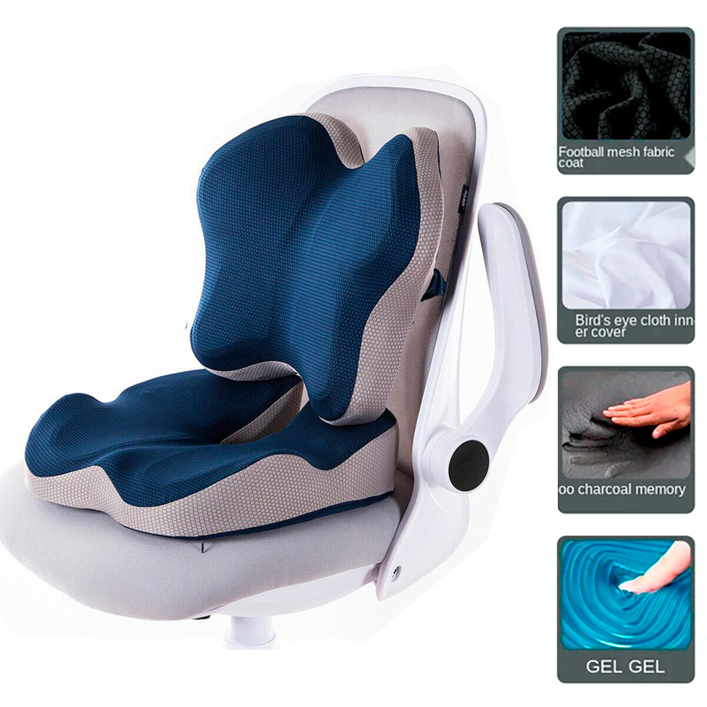 Combo UltraComfort - Cojin y Respaldar Memory Foam con Infusión de Carbón y Gel