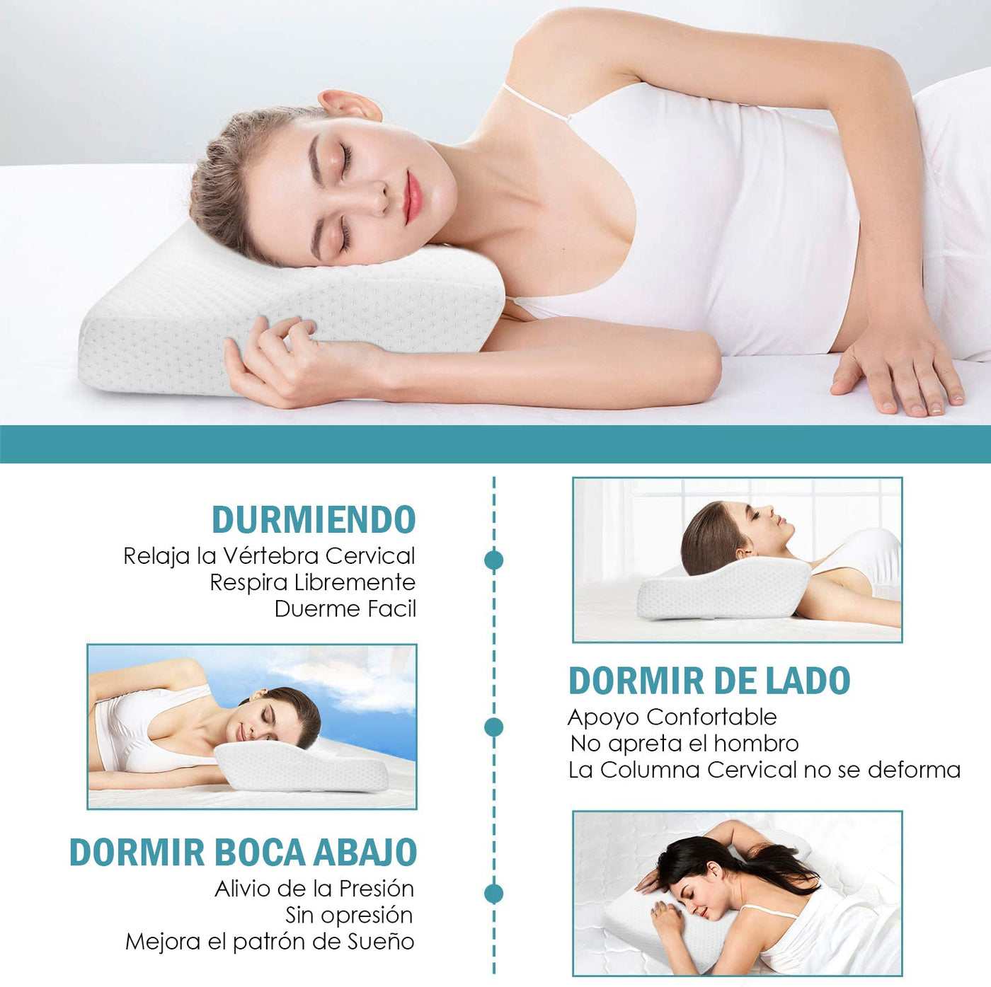 Almohada Cervical Memory Foam con Gel en forma de Mariposa con Funda de fibra de Bambú