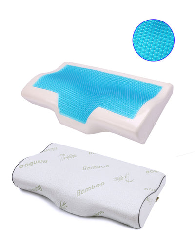 Almohada Cervical Memory Foam con Gel en forma de Mariposa con Funda de fibra de Bambú