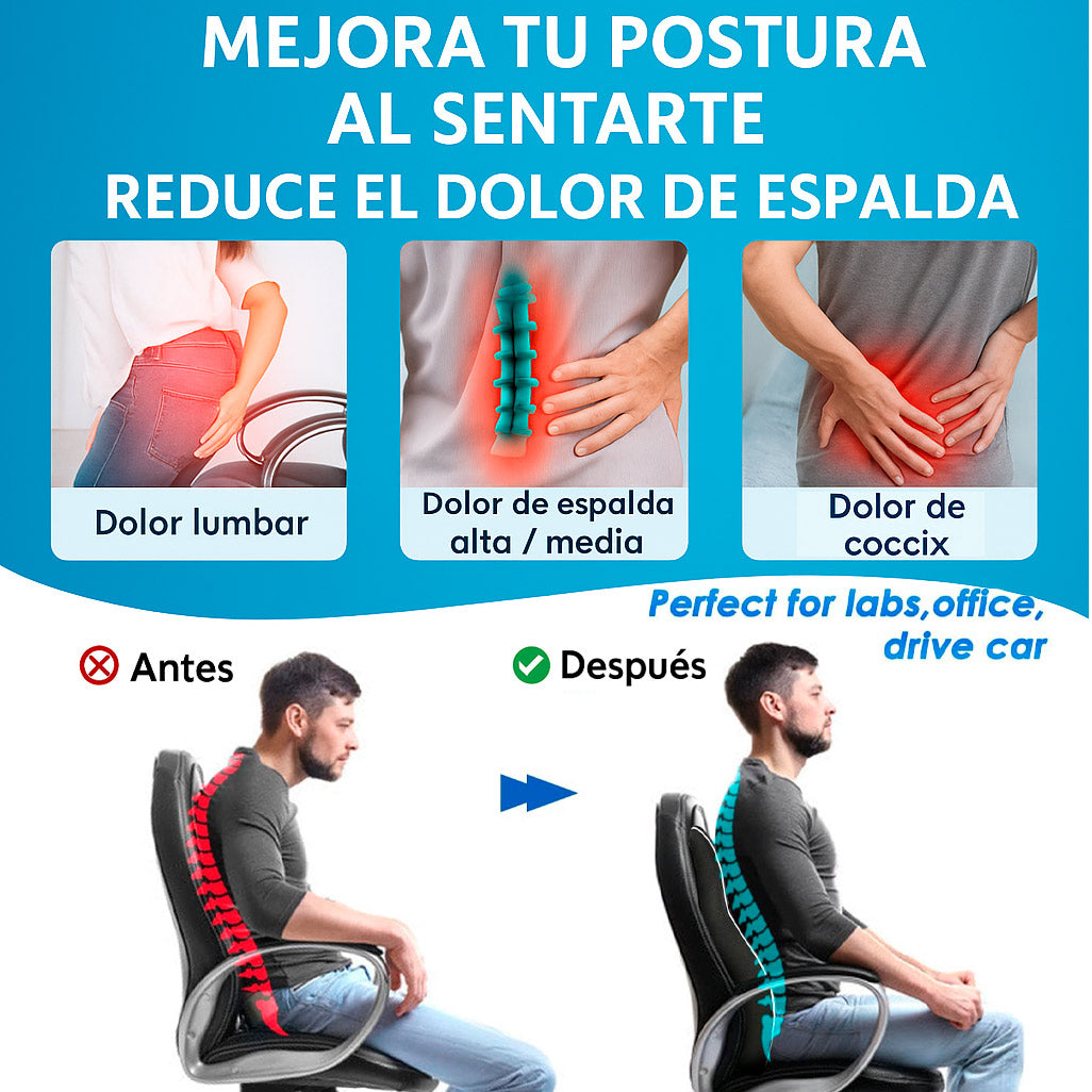 Cojin Respaldar Lumbar Viscoelástico con Gel y Funda