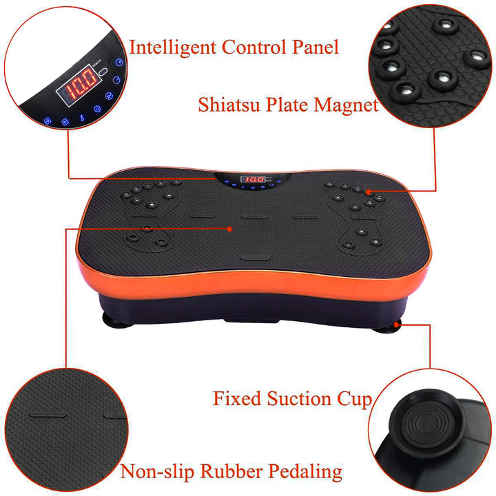 Plataforma Vibratoria Fitness Con Bluetooth Y Masaje Magnético, Base XL De 57 Cm, Soporta 136 Kg, Incluye Bandas