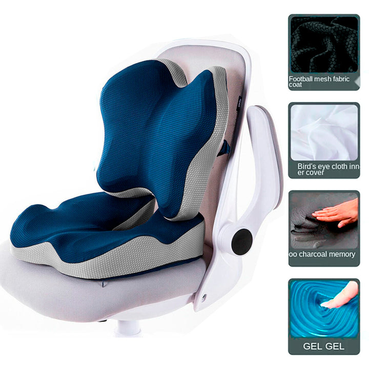 Combo UltraComfort - Cojin y Respaldar Memory Foam con Infusión de Carbón y Gel