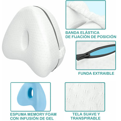 Almohada Ortopedica Viscoelastica para Rodillas con Sujetador Elastico