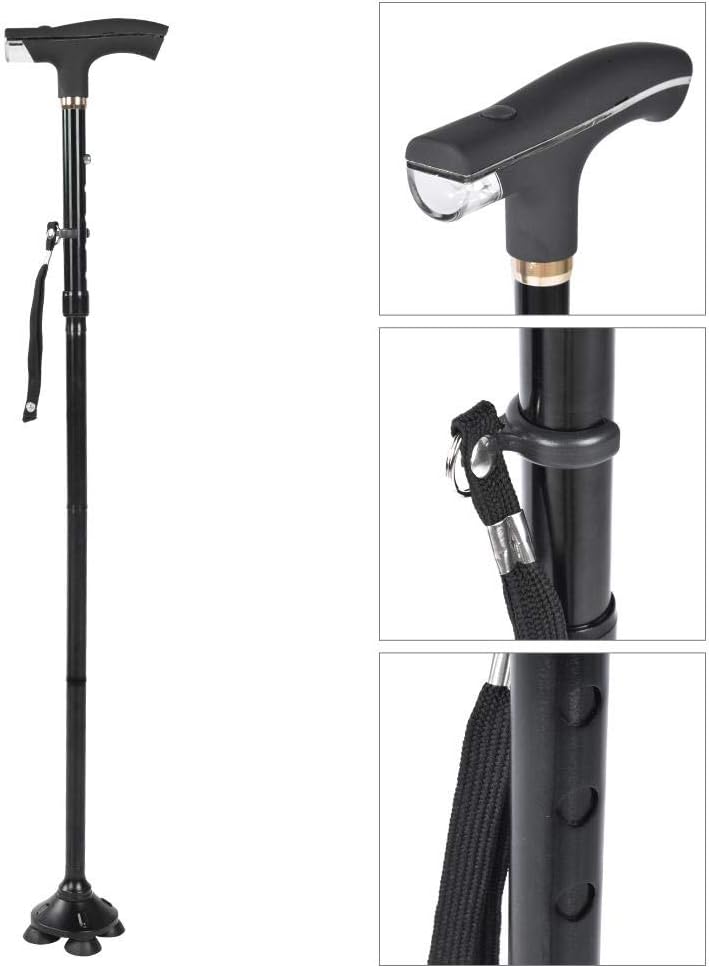 Bastón Plegable Con Luz Seguridad Y Visibilidad Adultos