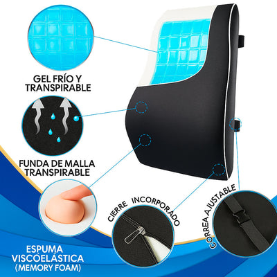 Cojin Respaldar Lumbar Viscoelástico con Gel y Funda