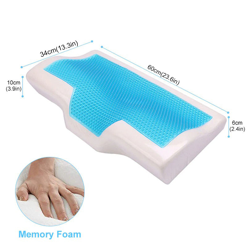 Almohada Cervical Memory Foam con Gel en forma de Mariposa con Funda de fibra de Bambú