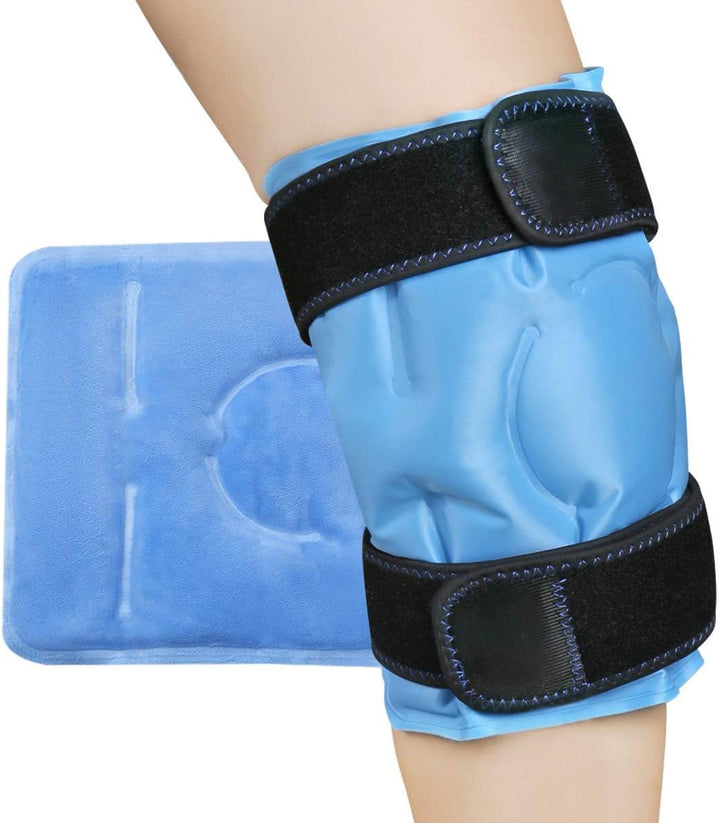 Compresa de Gel Frío para Rodilla y Codo con Anticongelante – Envoltura Reutilizable con Compresión y Correas Ajustables