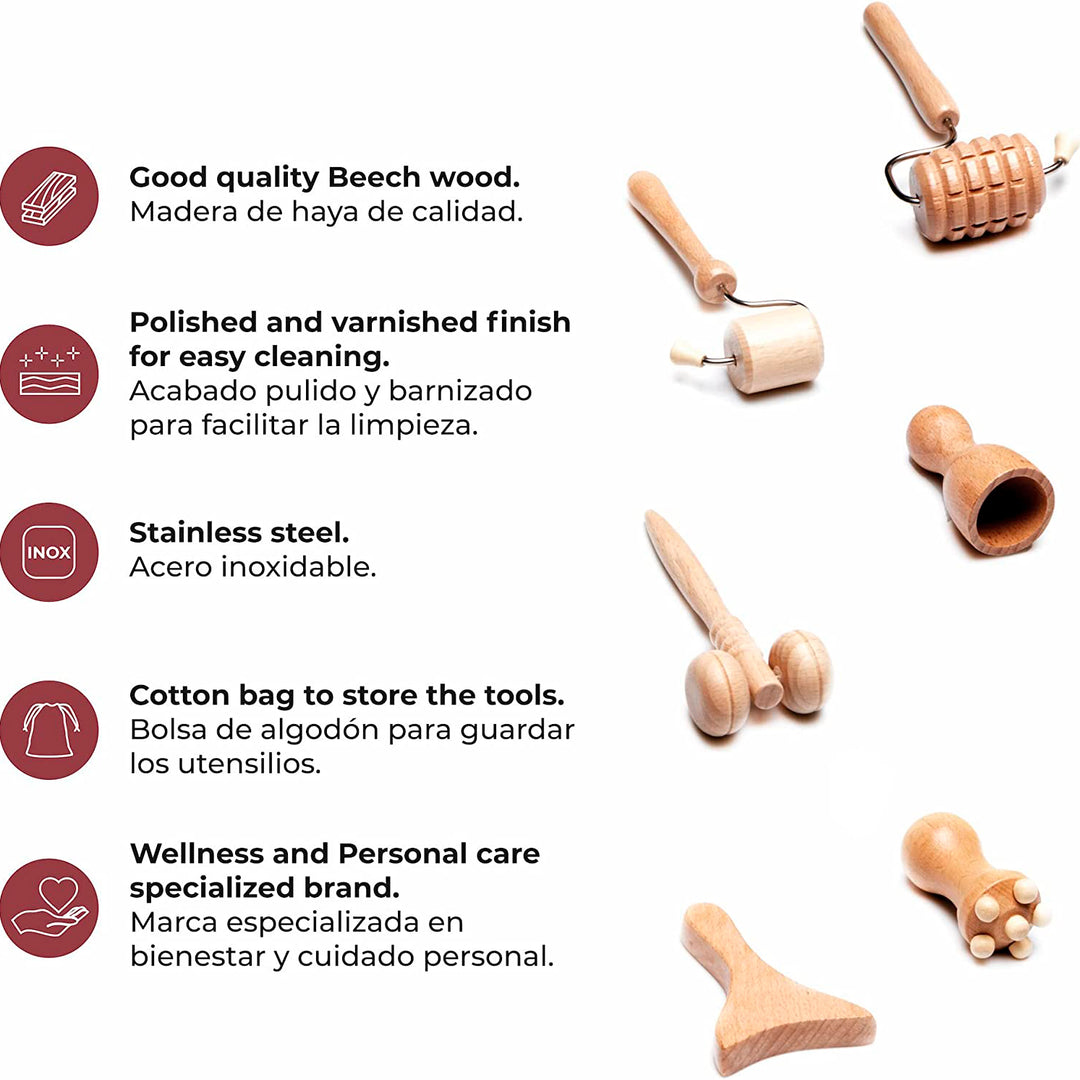 Kit Maderoterapia Facial de 6 Piezas