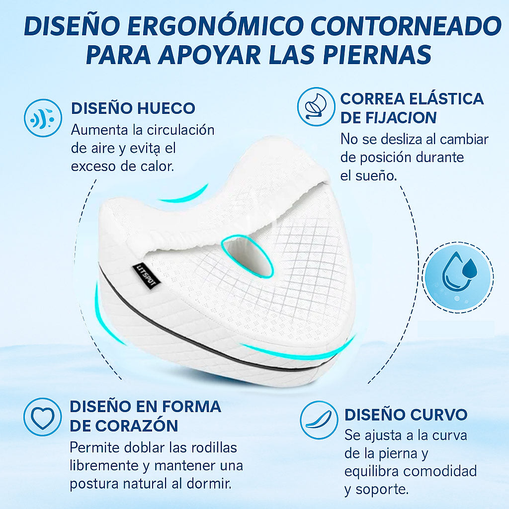 Almohada Ortopedica Viscoelastica para Rodillas con Sujetador Elastico