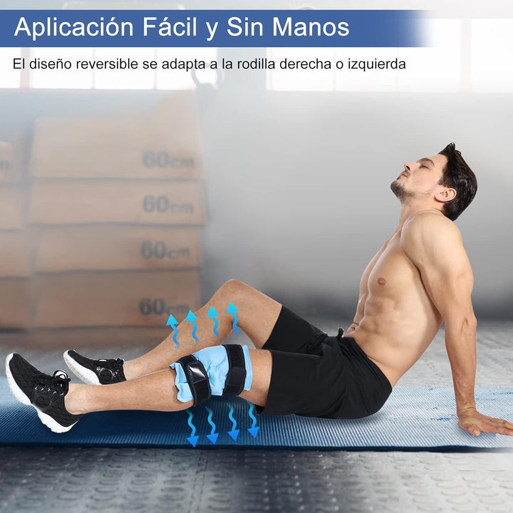Compresa de Gel Frío para Rodilla y Codo con Anticongelante – Envoltura Reutilizable con Compresión y Correas Ajustables