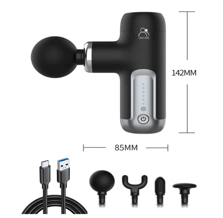 Pistola de Masaje Muscular Compacta UNICARE BLD-307 | 6 Niveles y USB-C