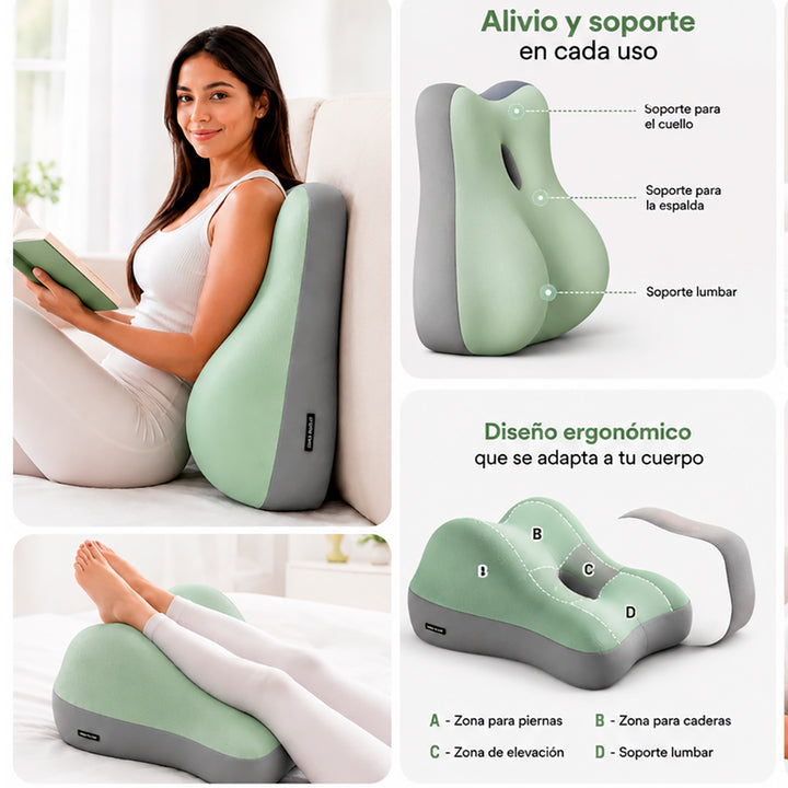 Cojín Multiflex Ergonómico de Espuma Viscoelástica para Espalda, Lumbar y Piernas