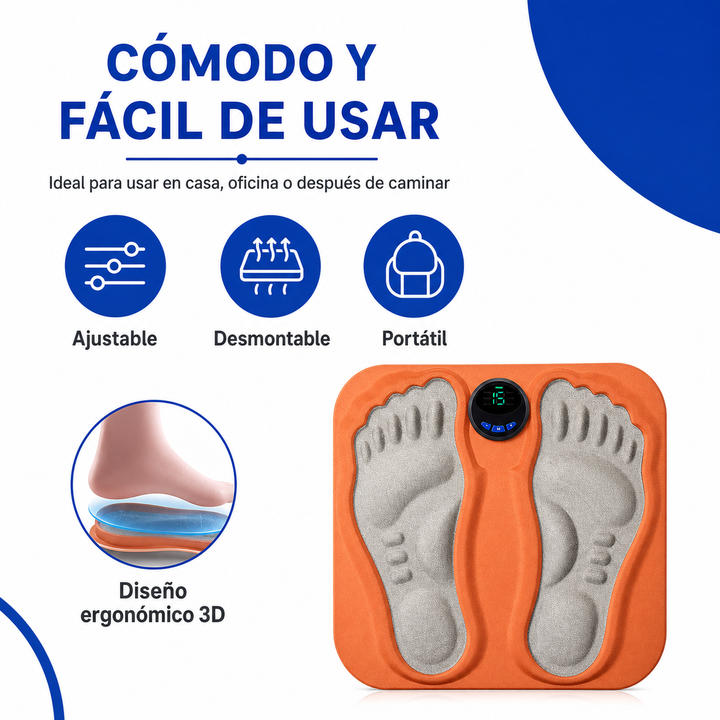 Electroestimulador de Pies EMS 3D Recargable | Tapete Masajeador con 6 Modos y 15 Intensidades