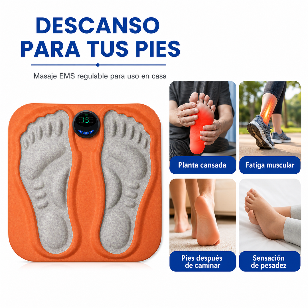 Electroestimulador de Pies EMS 3D Recargable | Tapete Masajeador con 6 Modos y 15 Intensidades