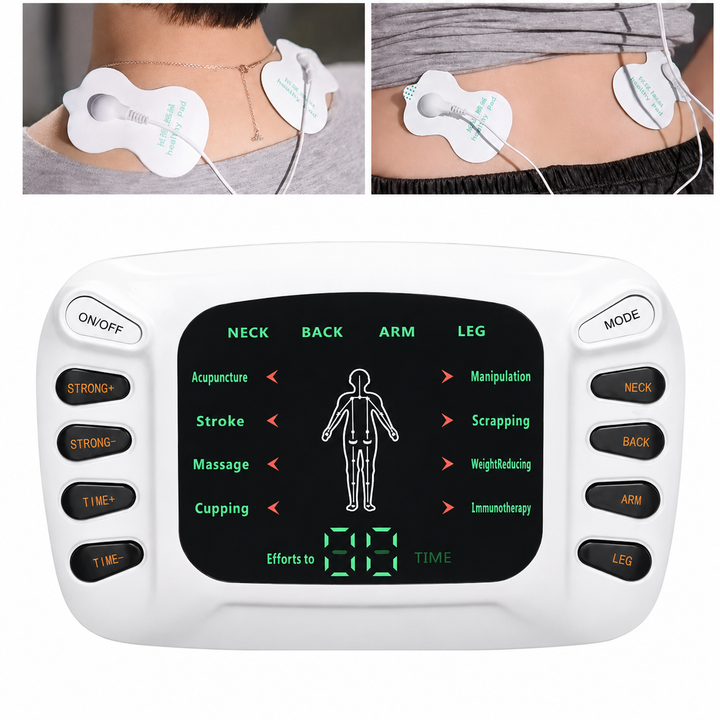 Electroestimulador Portátil Terapéutico Blueida | 4 Electrodos | 2 Canales | Masajeador Digital Muscular