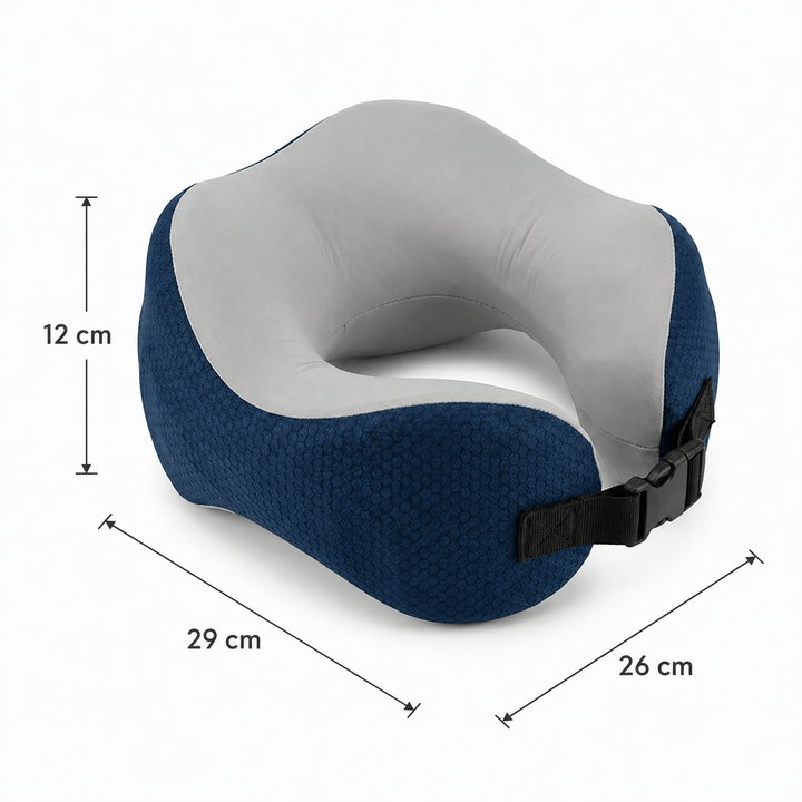 Cojín Cervical Viscoelástico de Viaje con Soporte Envolvente y Correa Ajustable