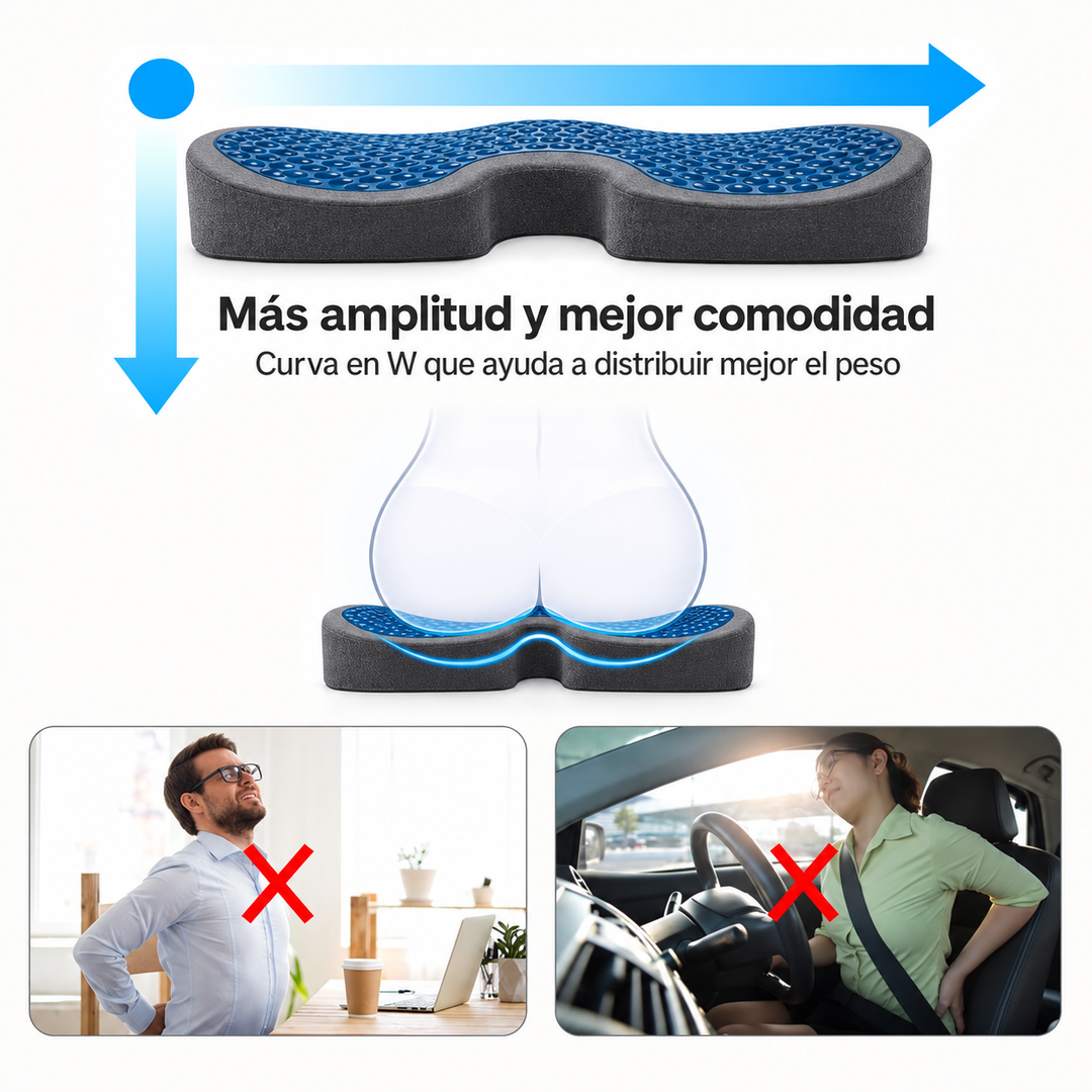 Cojín de Asiento con Gel Refrescante - Memory Foam Carbon