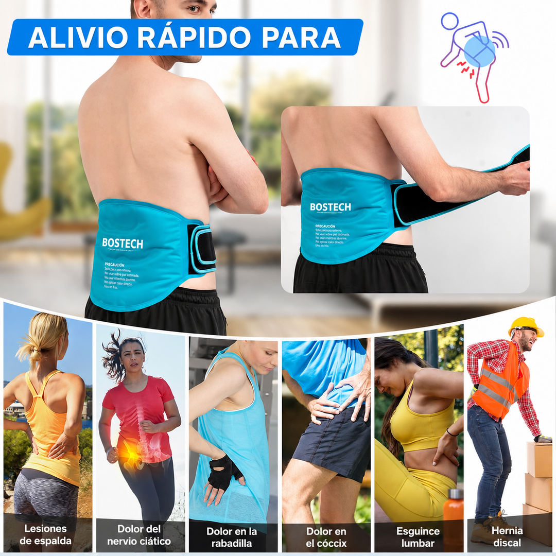 Compresa Lumbar Fría BOSTECH con Gel Anticongelante y Correas Ajustables