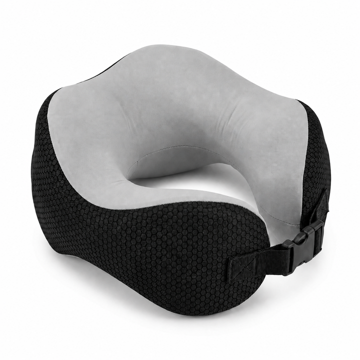 Cojín Cervical Viscoelástico de Viaje con Soporte Envolvente y Correa Ajustable