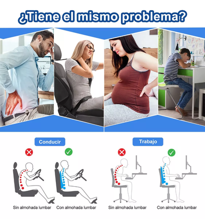 Cojin Respaldar Lumbar Viscoelástico con Gel y Funda