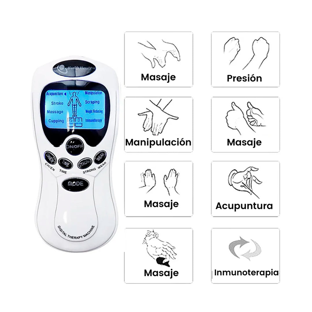 Electro Estimulador + 4 Parches Digital Ondas Tens