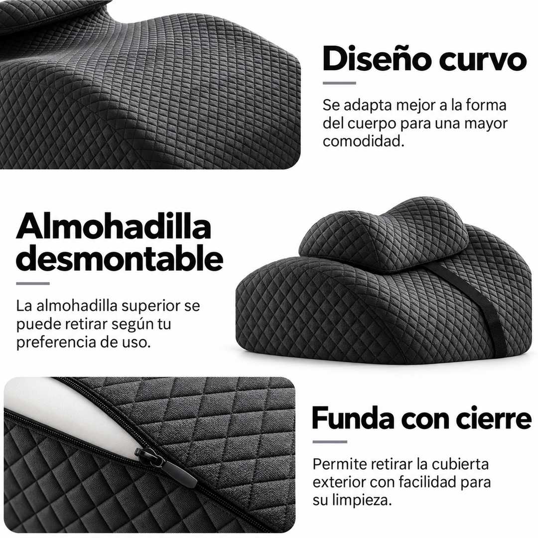 Almohada Ergonómica 4 en 1 Memory Foam con Soporte Cervical Desmontable