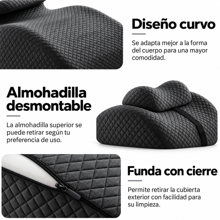 Almohada Ergonómica 4 en 1 Memory Foam con Soporte Cervical Desmontable