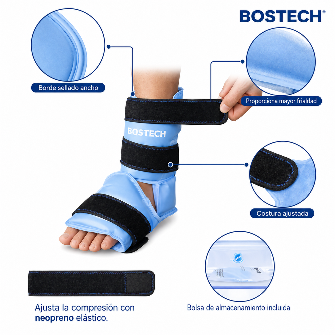 Compresa de Gel Frío para Tobillo y Pie | Reutilizable Anticongelante con Correas Ajustables