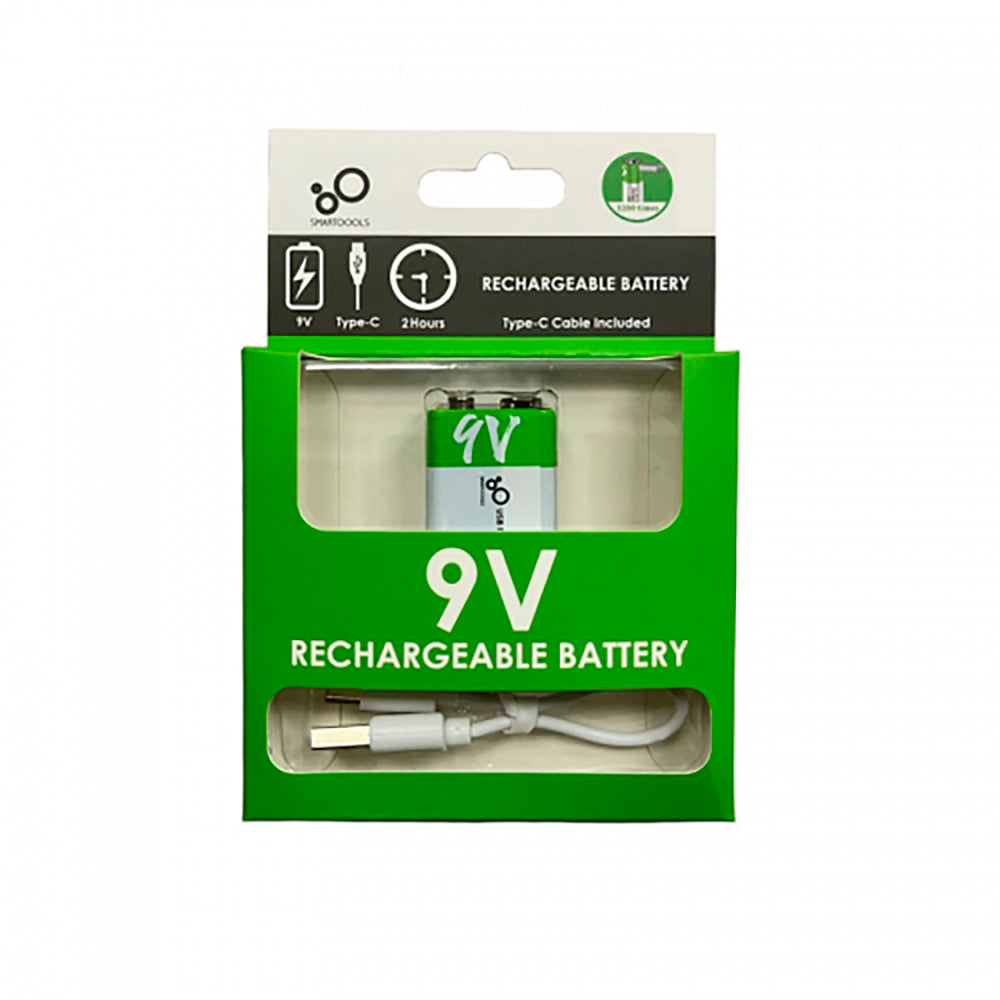 Batería Recargable de Litio 9V con Carga USB Tipo-C – Capacidad 650mAh