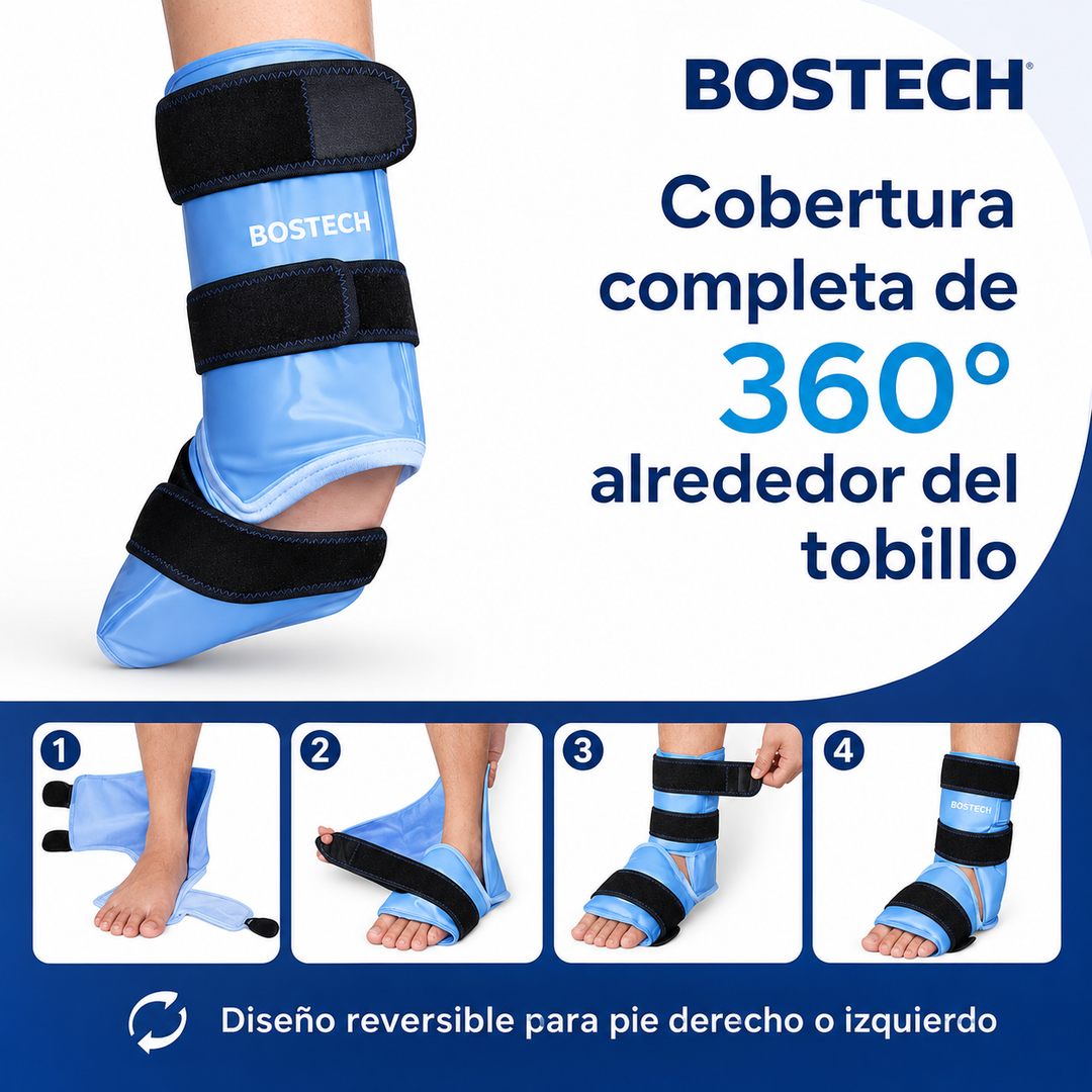 Compresa de Gel Frío para Tobillo y Pie | Reutilizable Anticongelante con Correas Ajustables