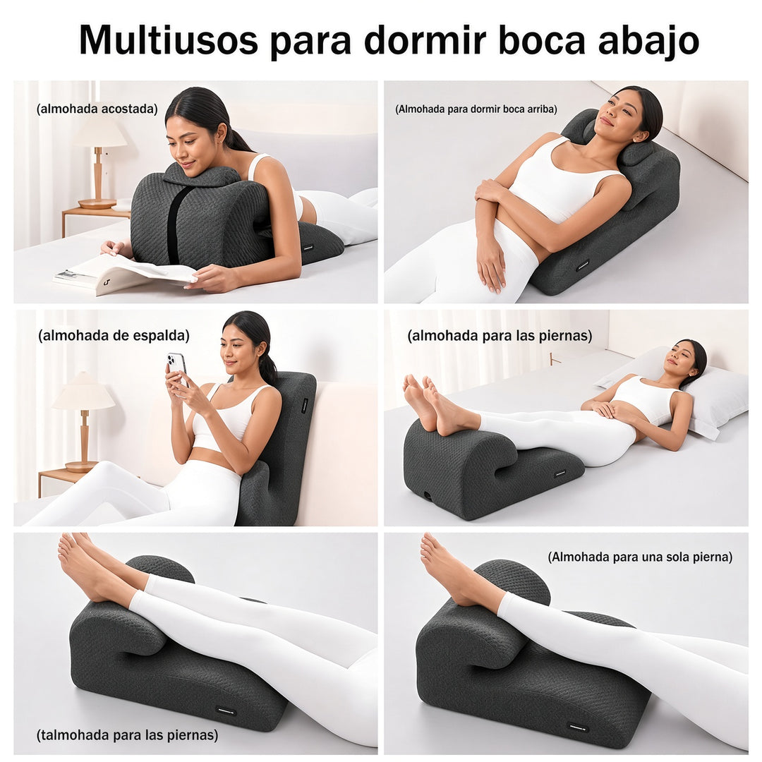 Almohada Ergonómica 4 en 1 Memory Foam con Soporte Cervical Desmontable