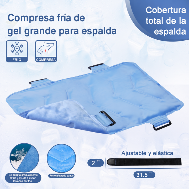 Compresa Fría de Gel para Espalda Completa con Correas Ajustables | Reutilizable
