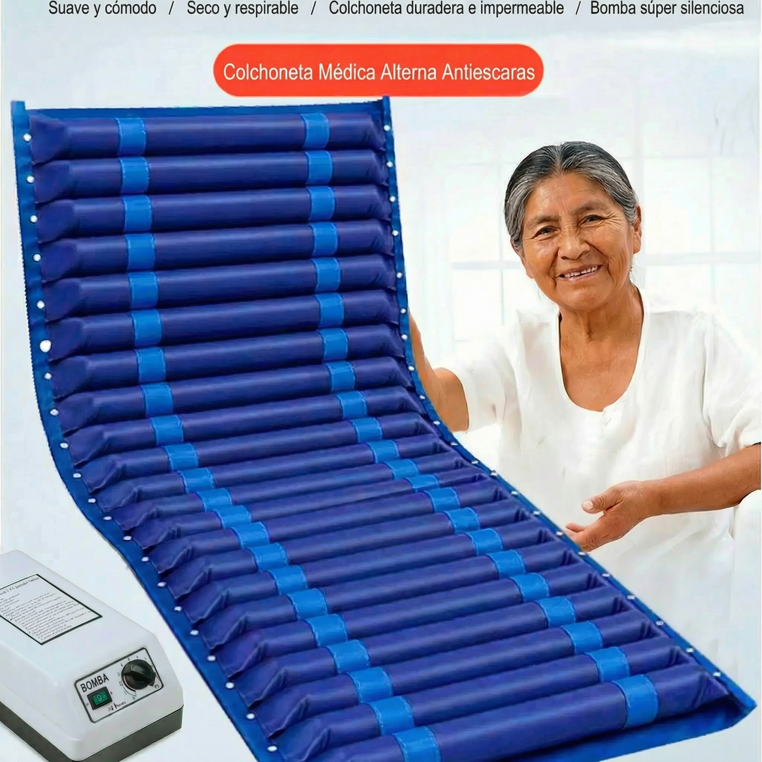 Colchón Antiescaras Tubular con Bomba de Aire Silenciosa - Prevención y Tratamiento de Úlceras por Presión