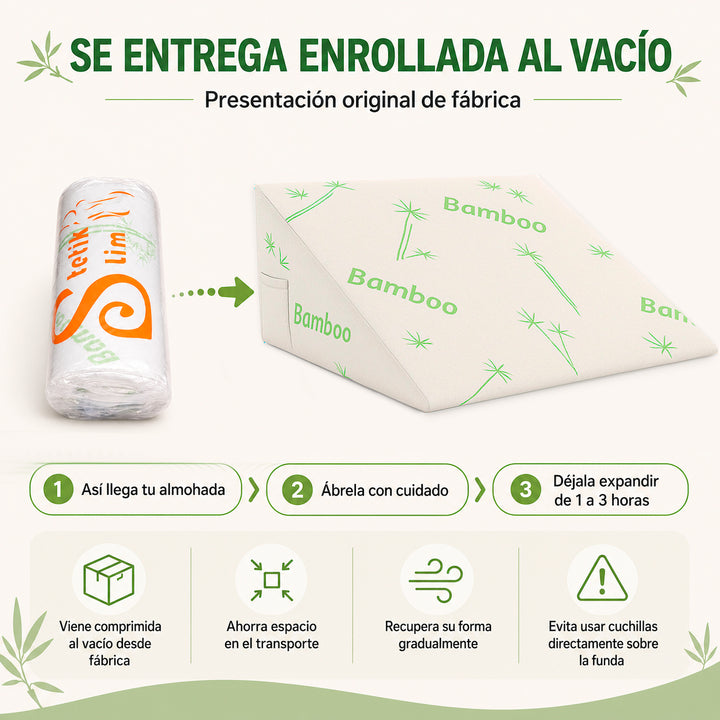 Almohada Antireflujo con Funda de fibra Bambú - Acidez y Apoyo Postoperatorio