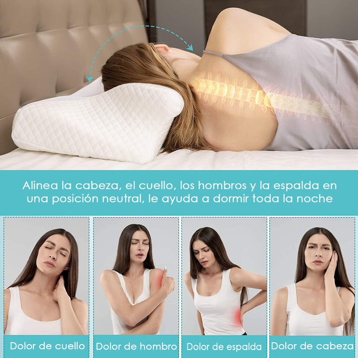 Almohada Ortopédica Viscoelástica para dormir de lado, boca abajo y arriba 