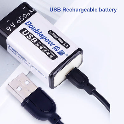 Batería de 9V USB recargable  650 mAh batería - Litio 1 unid.