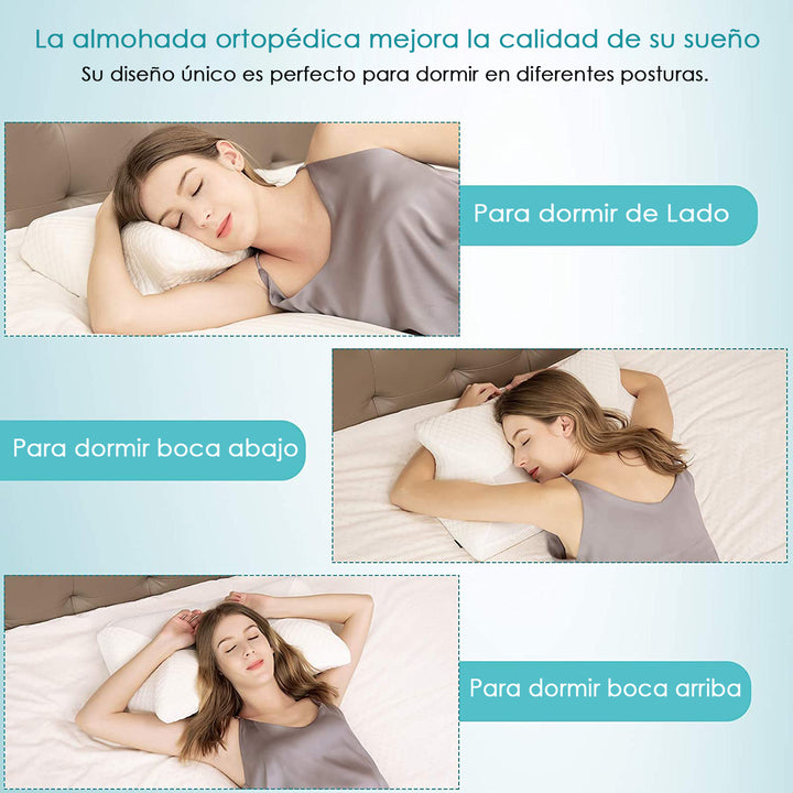 Almohada Ortopédica Viscoelástica para dormir de lado, boca abajo