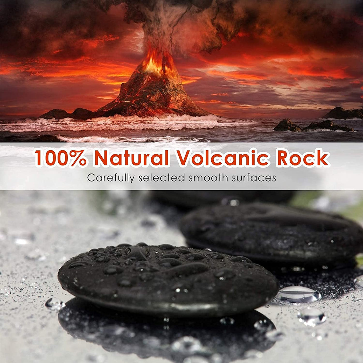 Piedras Volcanicas para Masaje 20 Unid + Maletin con Calentador