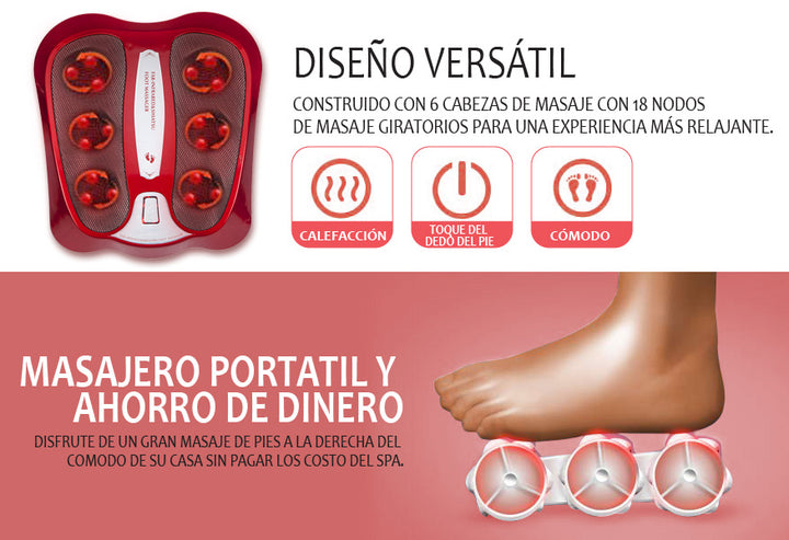 Masajeador de Pies Shiatsu de 18 Nodos
