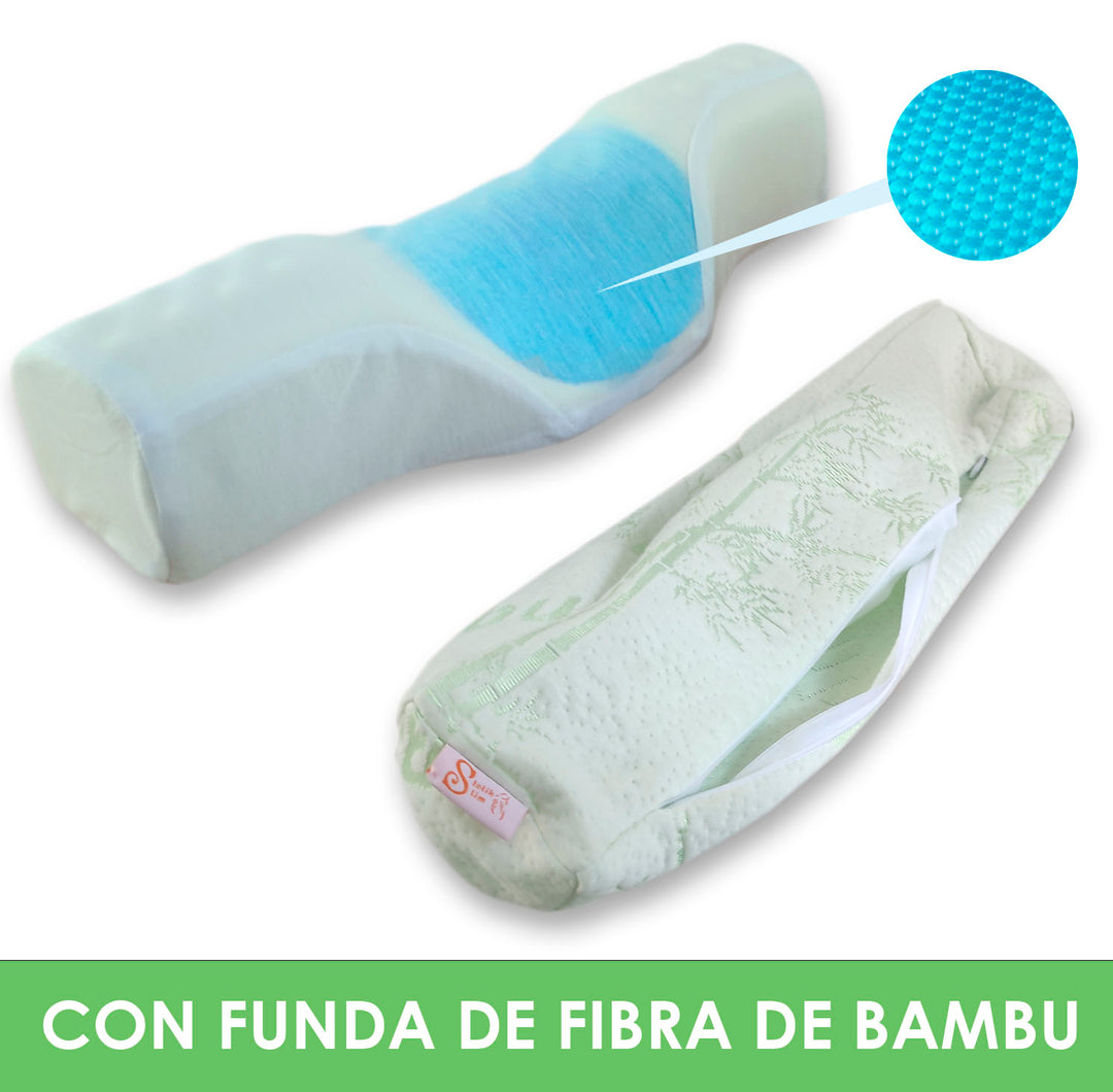 almohada cervical con antifaz con gel para relajarse