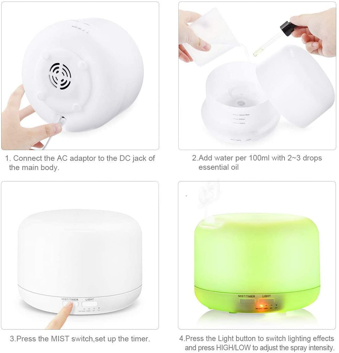 Difusor De Aromas Humidificador Aromaterapia con Control Remoto y 7 luces Led - 300ml